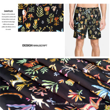 Diseño floral impreso tela de pantalones cortos de playa cepillado / Casual ropa tela